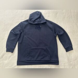 Women’s Waffle Pattern Hoodie Long Sleeve Pocket Navy Blue Size XXL